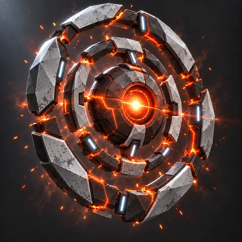 ARCHON: a segmented stone ring machine with a burning orange core